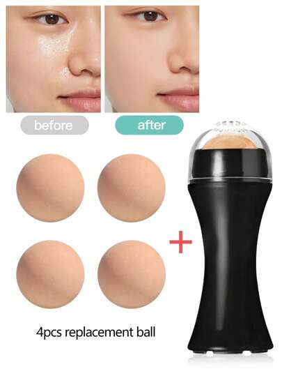 Set de 5 piezas. Rodillo para absorber el aceite de piedra volcánica, bola absorbente de aceite facial, control de maquillaje para piel grasa, absorción de aceite, bola de piedra volcánica reutilizable para el cuidado de la piel facial, adecuado para mini masaje en casa o en movimiento. 3/2/1 piezas.