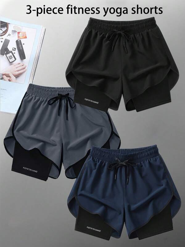 3 piezas Pantalones cortos deportivos de verano para mujeres, con forro antivaho, aptos para yoga/ciclismo/ejercicio/correr, adecuados para el verano