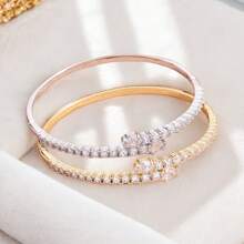 Luxurious Sparkling Zirconia Artificial Inlaid Women's Bracelet With Full Copper Plating And 14k Gold, Exquisite And Sparkling Daily Wear Accessories, Making You Stand Out Anywhere