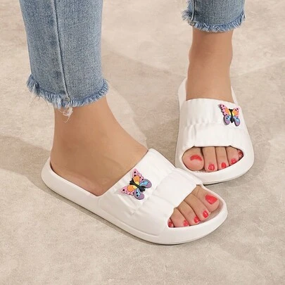 1 Paio di Eleganti Sandali Infradito a Farfalla, Morbidi e Leggeri, per Donne Estate Casa/Spiaggia, Ciabatte da Donna per Interni