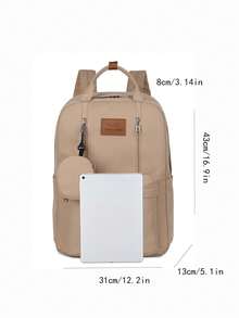 2pcs/Set Women Waterproof Nylon Fashion Dual Backpack & Accessories - Khaki - View 5