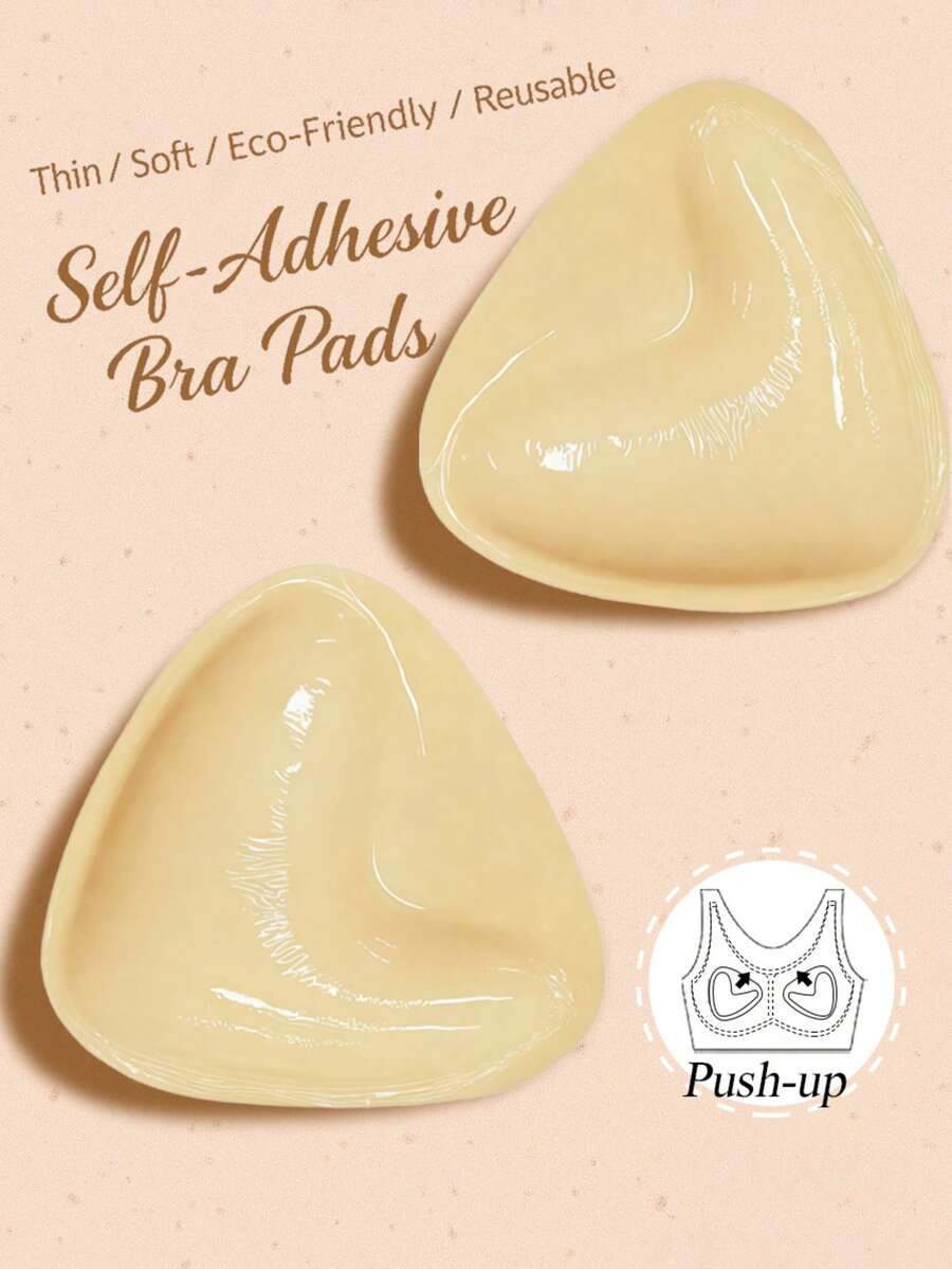 زوج من قطع وسادة الصدرية ذات الوجهين اللاصقة، وسادات صدر لاصقة، وسادات حشو قابلة لإعادة الاستخدام، وسادات صدر بيكيني غير مرئية مُسمكة مقاومة للماء للسباحة - مشاهدة 1