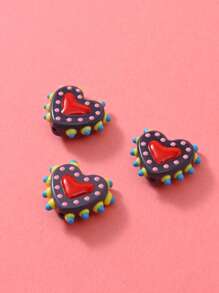 1/5 piezas Cuentas de vidrio pintadas a mano con corazones de puntos de múltiples colores de dopamina, aptas para hacer collares, pulseras, aretes, llaveros, encantos de teléfono, para amantes unisex