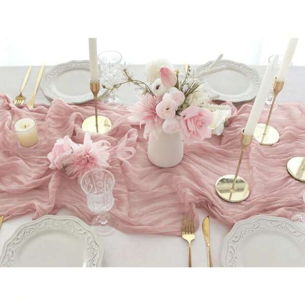 1 pièce/5 pièces Chemin de table couleur unie 90*180cm, Décoration minimaliste en polyester pour nappe de table, pour table à manger