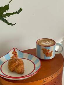 1 件可爱手绘小狗陶瓷杯，咖啡/牛奶/早餐杯 Back To School Back To School