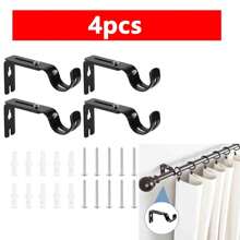 4pcs Heavy Duty Curtain Rod Brackets, Adjustable Metal Hardware Fit 1 Inch Rod, Universal For Living Room & Bedroom, Anti-Rust Wall Supports (Include Expansion Bolts) Gifts Birthday Graduation