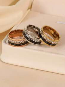 Bague rotative en acier inoxydable de mode avec chiffres romains, qualité premium personnalisée