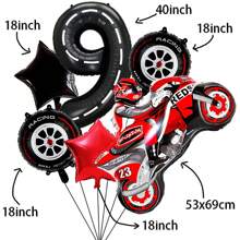 Jeu de ballons numérotés de 1 à 9 pour voitures de course, ballons en aluminium pour motos pour anniversaire, décoration de fête de course de vélo tout-terrain