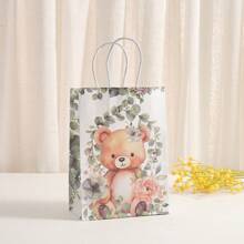 24/1 Set Forest Tiger, Bear, Lion, Leopard Animal Kraft Paper Gift Bags, Birthday Party Favor Bags With Handles