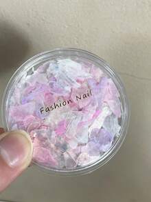 1 盒全新天然贝壳、云母、缎子、丝绸全息指甲贴纸、装饰性美甲配件美甲用品指甲饰品美甲宝石