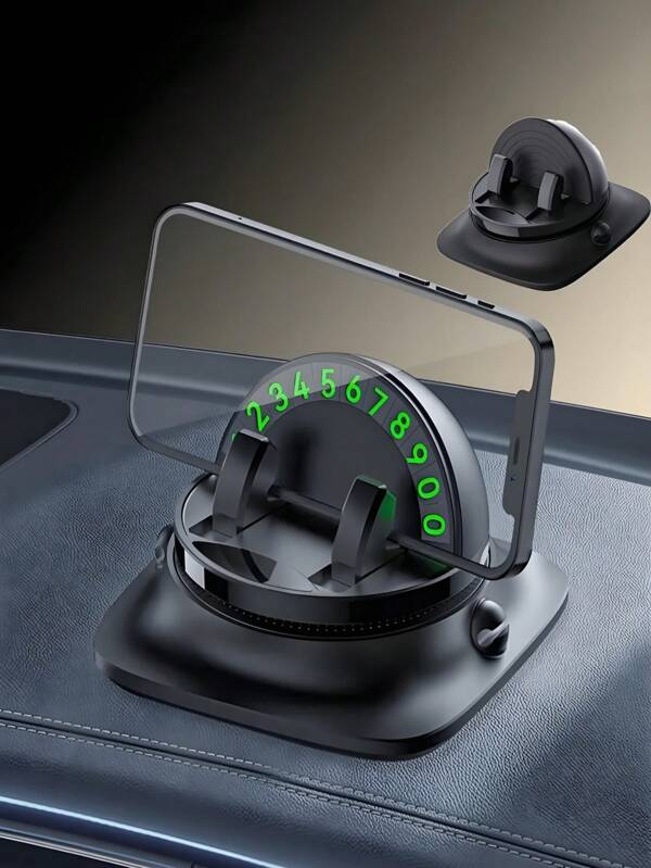 1pc 360 Degree Rotation Car Phone Holder Dashboard Stand Bracket Universal Multifunctional With Car Parking Phone Number Plate