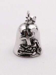 1pc/2pcs Motorcycle Bell, Biker Luck Bell, Praying Hands With Rosary And Holy Cross, Steel Color, Steel Material, Frame Mount - Multicolor - View 16