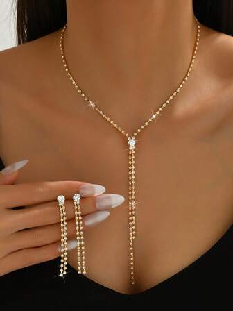 Set de 3 piezas de collar, aretes y joyería con diseño geométrico para mujeres, accesorios de estilo callejero para fiestas/bodas, perfectos para el Día de Acción de Gracias