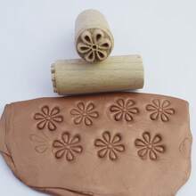 20mm Mini Clay Texture Stamp For Embossing Stamping Flower Pattern Seal For Polymer Clay Pottery Ceramic Impression Dotting Tools Art Hobby - Camel - View 15