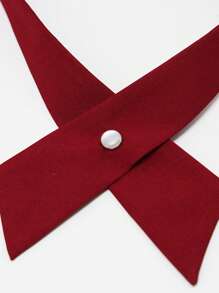 1pc Minimalist Solid Color Adjustable Length Collegiate Style Cross Neck Bow Tie, Suitable For Everyday Use