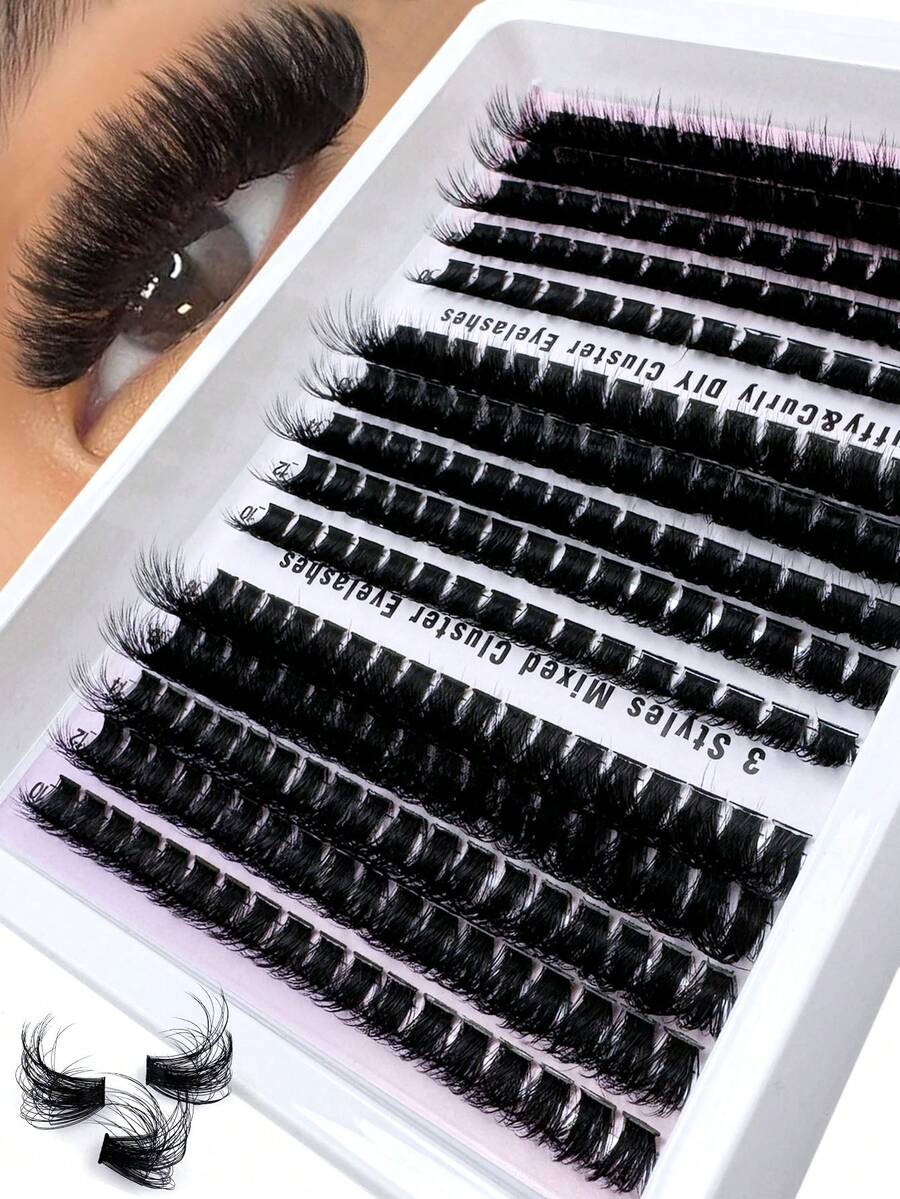 160D/120D/100D Pestañas postizas individuales de efecto 5D, Set de 240 piezas de extensiones de pestañas individuales esponjosas de visón DIY, rizo de 0.07mm, longitudes mixtas de 10-18mm, herramientas de maquillaje, extensiones de pestañas a granel para uso diario y disfraz