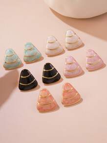 1 Paar minimalistische, süße, feenhafte geometrische, mehrfarbige Harz-Edelstahl-Ohrstecker, geeignet für den Alltag von Frauen, Dates, Geschenke für Freunde