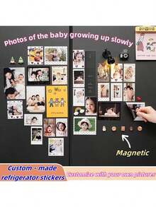 Fridge Magnet Customization: DIY Magnetic Stickers With Photos, Wedding Pictures, Etc. Magnetic And Personalized Creative Decorative Magnetic Stickers - Multicolor - View 2