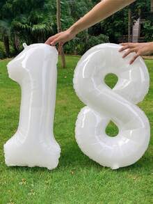 1/2 个 40 英寸大型数字铝箔气球，简单多功能 0-9 白色数字气球，适用于生日派对装饰、周年纪念、100 天庆祝活动、节日和活动、房间装饰、返校、情人节、母亲节、毕业典礼、户外摄影道具