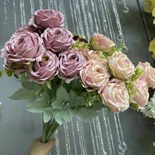Elegant 9-Head Artificial Rose Bouquet - Realistic Silk Flowers, Perfect For Weddings, Home Decor & Special Occasions (Valentine's, Halloween, Christmas, Easter, Thanksgiving) - No Vase Included - For Flower Lovers & Home Decor Enthusiasts - Ideal Gift For Anniversaries, Birthdays & Housewarming