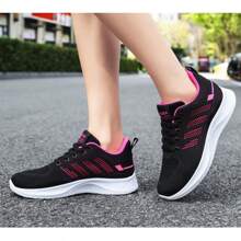 New Casual Ladies Flat Running Shoes, Front Lace-Up Mesh Breathable Low-Top Outdoor Sports Sneakers For Women