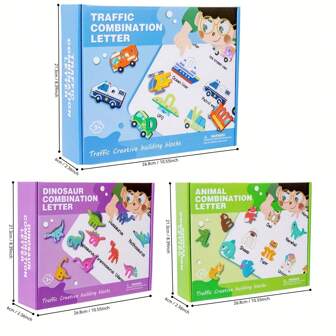 Bloques de construcción con alfabeto creativo, juguete educativo para el desarrollo cognitivo y el entrenamiento del pensamiento lógico para niños de 3 a 6 años