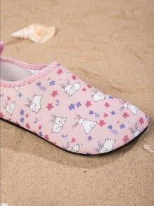 1pair Girls Comfortable Fashion Casual Lightweight Cute Rabbit Beach Water Shoes, Suitable For Summer