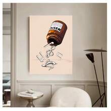 1 pieza Póster de arte de pared con pintura vintage abstracta y minimalista sin marco, de un piano de dibujos animados, guitarras y notas musicales, decoración moderna para sala de estar, dormitorio, sala de estudio, cafetería, sala de música y hogar