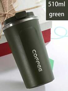 1pc/380ml/510ml Stainless Steel Coffee Cup, Portable Latte Coffee Cup, Travel Mug, Double Layer Stainless Steel Coffee Pot, Iced Tea Cup, Insulated Flat Bottom Cup, Bottle With Anti-Slip Shell, Travel Portable European High-End Latte Cup Suitable For Milk, Coffee, Tea, Juice Back To School