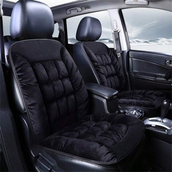 Cojín de asiento de coche de lujo con respaldo - Funda de asiento individual gruesa y cálida para invierno, accesorios de interior automotriz