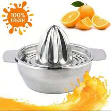 1 Stück Edelstahl Handsaftpresse, Frucht Zitronen Orange Entsafter, tragbarer, kleiner Handpressensaftauspress-Extraktor - Silber - Übersicht 7