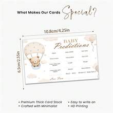 10/25/50 Pcs Christening Prediction Cards For Babies - Cute Panda & Teddy Balloon Design, Gender Neutral, Perfect For Baby Celebration, Christening Party, Baby Shower Games - Multicolor - View 2