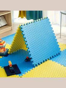 Alfombra de piso entrelazada de EVA con tiras laterales, adecuada para sala de estar, gimnasio, sala de juegos - lavable, duradera, plegable, estera de fitness multifuncional, alfombra de espuma para el piso, decoración del hogar, decoraciones de fiesta, alfombra antideslizante para gatear, decoración de piso del hogar, anti-caída/humedad/impermeable/anti suciedad.