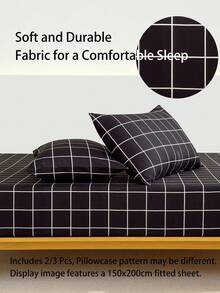 2/3 件柔软床笠套件 - 床单套件 1/2 枕套和 1 个床垫保护套（30 厘米/12 英寸深） - 现代床垫套或床垫枕套，适合所有床尺寸，单人床，全尺寸大号双人床，特大号双人床，单人床，双人床上用品套件 - 黑色 - 查看 5