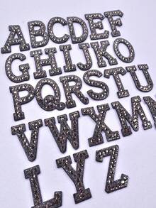 1 pièce Lettre A-Z, couleur vive, exquise, personnalisée, patch cousu à la main, avec dos adhésif, insigne, patch 3D, chapeau, jeans, autocollant, vêtements, sac, artisanat DIY, accessoire décoratif - haut de gamme, , pratique - Noir - Voir 4