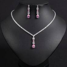 3pcs/Set Women's Fashion Bridal Wedding Jewelry Set, Necklace Earrings Combination, Glittering & Luxury Ladies Fashion Accessory Set, Summer Jewelry Set, Western Ball Jewelry, Holiday Gift (Multiple Colors Available)