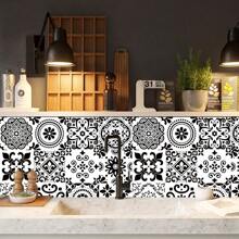 16 Peças Adesivos de Parede com Imitação Vintage de Azulejos Cerâmicos, Autoadesivo para Sala de Estar, Cozinha, Banheiro, Decoração de Escada, Brilho Removível, Decoração de Ambiente Personalizada para Decoração Doméstica