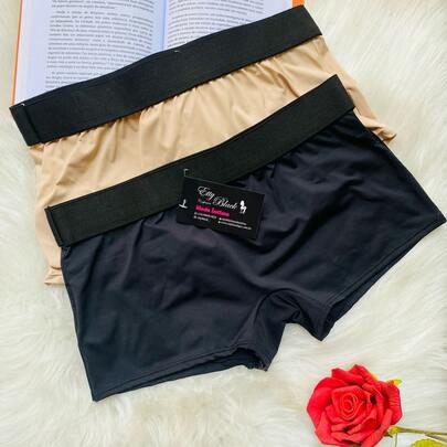 Cueca feminina calcinha shortinho   Casual-Confortável  Tecido  Confortável  Simples  Cintura média  Cintura alta