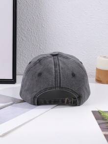 1pc Men's 3D Embroidered Letter Distressed Vintage Washed Large Brim Adjustable Soft Top Baseball Cap, Suitable For Casual Daily Wear - Letter Holes - View 4