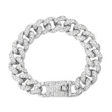 1 Stück/4 Stücke Hiphop Armband für Herren und Damen, rundes oder quadratisches Herz mit voll besetzten Strass, mehrlagige Ketten-Armband Set in Gold und Silber, funkelnde Eisenkette Metall Miami Armband Schmuck zum Valentinstag