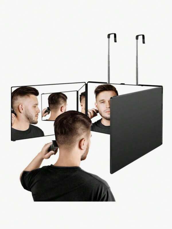 1 Espejo plegable profesional para corte de cabello - Ajustable 360° en 3 direcciones, versátil para cortar el cabello, afeitar, arreglarse, organizar el rostro, maquillaje, viajes y uso en el baño y el dormitorio - Soporte portátil, ahorro de espacio y ajustable en altura. Decoración de baño, decoración de otoño, organizador de maquillaje, accesorios de baño, vuelta al colegio