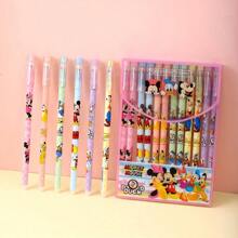 Sanrio 1pc 12pcs Erasable Gel Pen, 0.5mm Midpoint, Lightweight Plastic, Various Cartoon Designs, Including Mickey Mouse Design, Suitable For School And Office Stationery Back To School