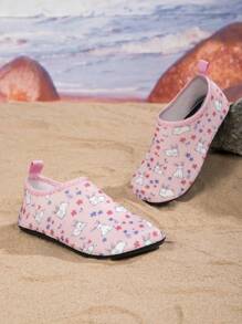 1pair Girls Comfortable Fashion Casual Lightweight Cute Rabbit Beach Water Shoes, Suitable For Summer
