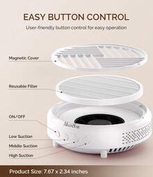 MelodySusie Nail Dust Collector Suction 3800RPM,Compact Vacuum Fan Dust Collector Quiet For Beginner Nail Tech With Reusable Filter, Powerful Dust Suction Machine Manicure Pedicure Tool Supplies For Acrylic Nail Polishing,Salon & Home Equipment, HPro #CheckBackpack - 白色 - 查看 4