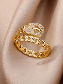 1 pièce Bague vintage en zirconium cubique pour femmes, couleur or, en acier inoxydable, anneau géométrique pour mariage, fiançailles, fête, cadeau de bijoux