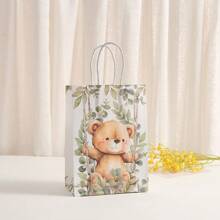 24/1 Set Forest Tiger, Bear, Lion, Leopard Animal Kraft Paper Gift Bags, Birthday Party Favor Bags With Handles