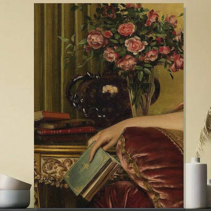 Framed Vintage Art Portrait Maximalist Decor With Baroque Rococo Canvas Wall Art, Eclectic Room Decor Canvas Painting Poster Renaissance Traditional For Living Room Birthday Party Decor, Mother's Day New Year Easter Gift,  Home Living Room Office Wall Decor, Perfect Gift And Wall Decoration, Room Decor, Wall Art Decor, Wall Decor, Living Room. - Framed - View 1