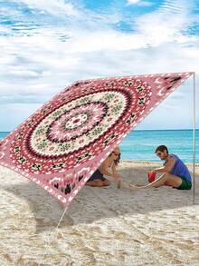 1 件户外防水防晒渐变绿波西米亚图案遮阳篷、凉亭、沙滩帐篷带绳索（不含框架）