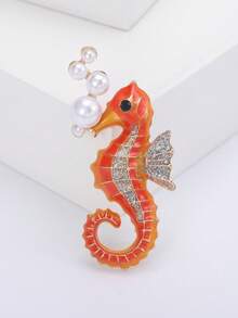 Fashionable Seahorse Brooch For Women Animal Pin Suitable For Wearing With Dress, Suit, Hat, Shoes, Flower Scarf Banquet, Wedding, Summer Vacation, Jewelry