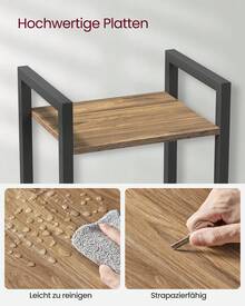 VASAGLE Regal, Bücherregal, Standregal, DVD-Regal, mit 6 Ebenen, Büroregal, offene Ablagen, für Büro, Wohnzimmer, Schlafzimmer, Küche, 30 x 40 x 186 cm, weizenbraun-tintenschwarz - Kamelfarben - Übersicht 7